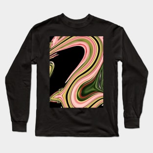 modern abstract black yellow pink swirls Long Sleeve T-Shirt